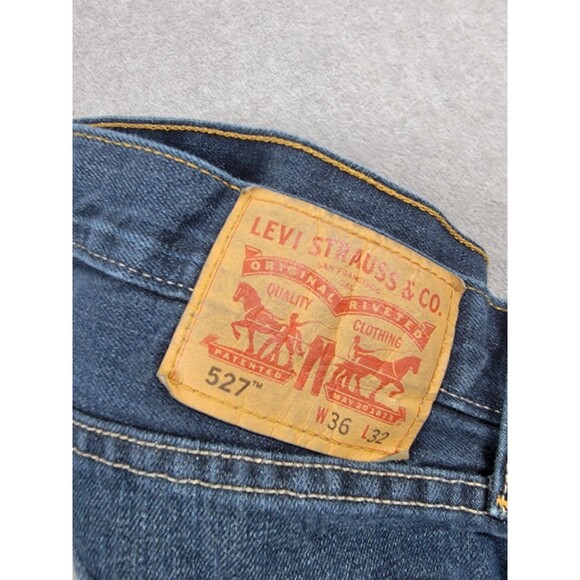 Levis 527 Jeans Mens 36x32 Boot High Rise Cotton Dark Blue Whiskered Western - Picture 12 of 14